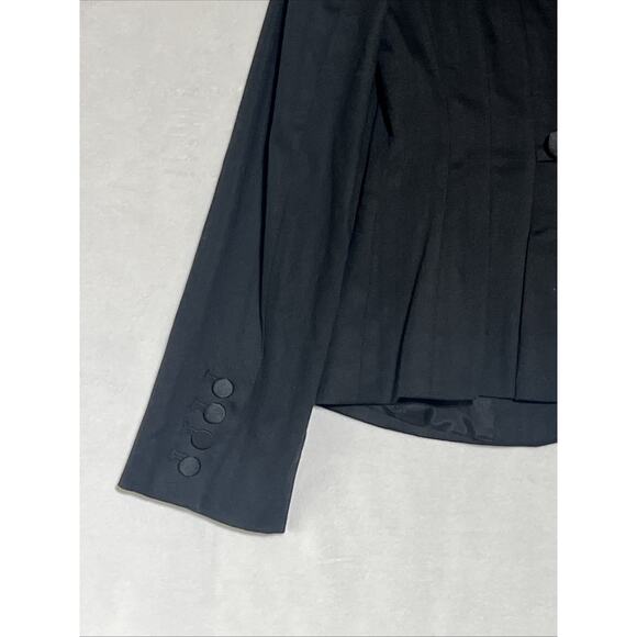 LOFT Tuxedo Blazer Womens 4P Black Scoop Neck Satin Collar One Button Formal - Picture 6 of 11